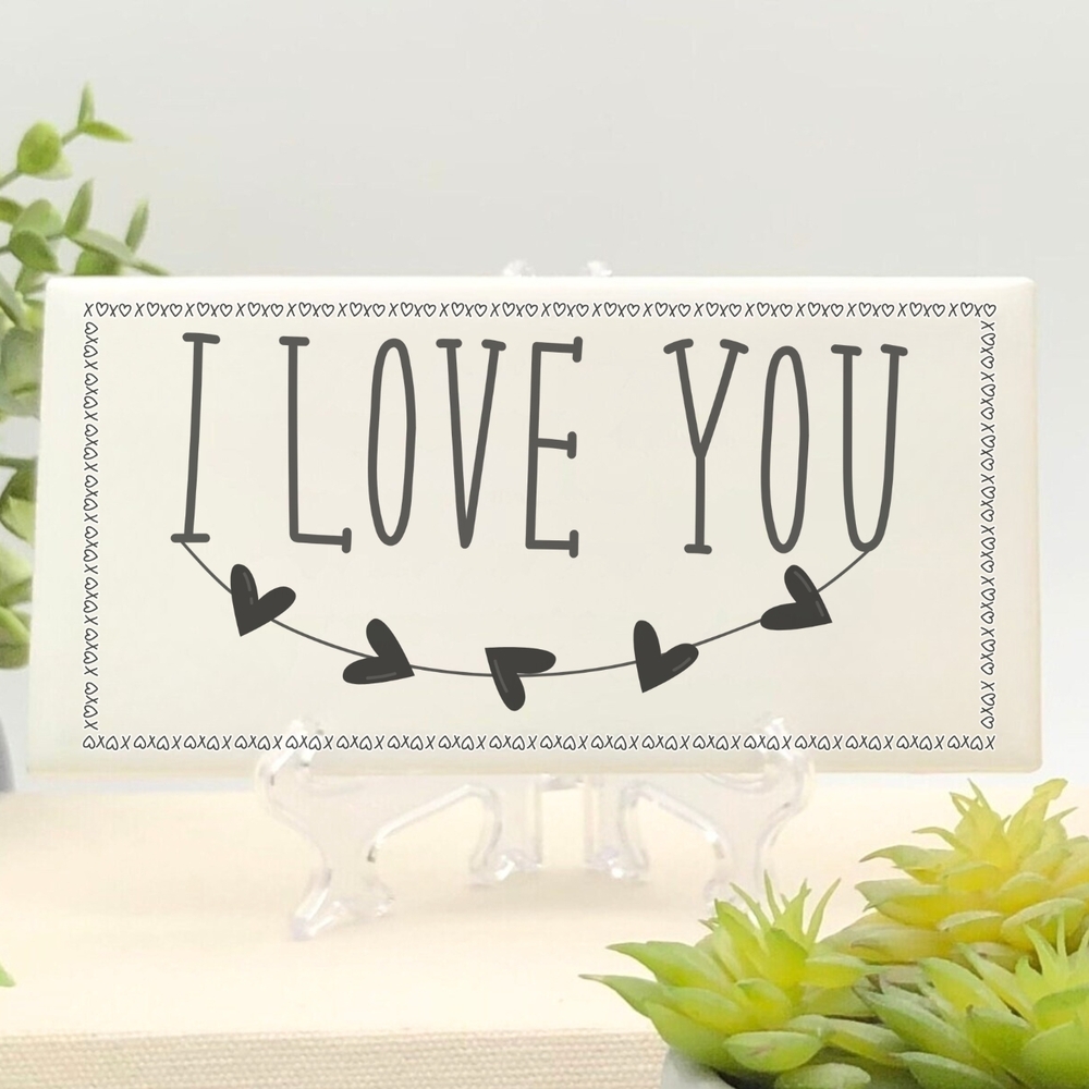 I Love You Decorative Sign - Black on Cream